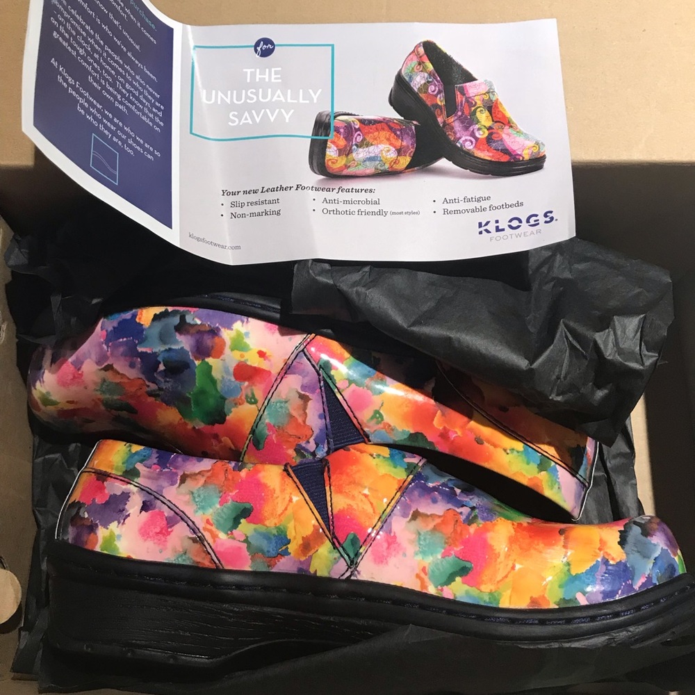 Klogs Mission Watercolor Patent clogs